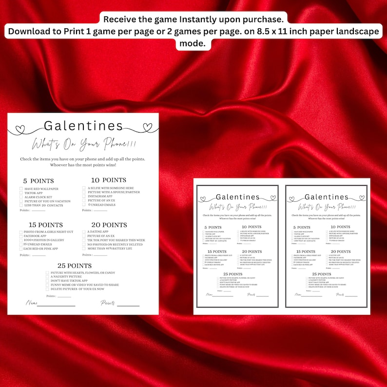 Galentines Girls Night Game What's On Your Phone Instant Download
